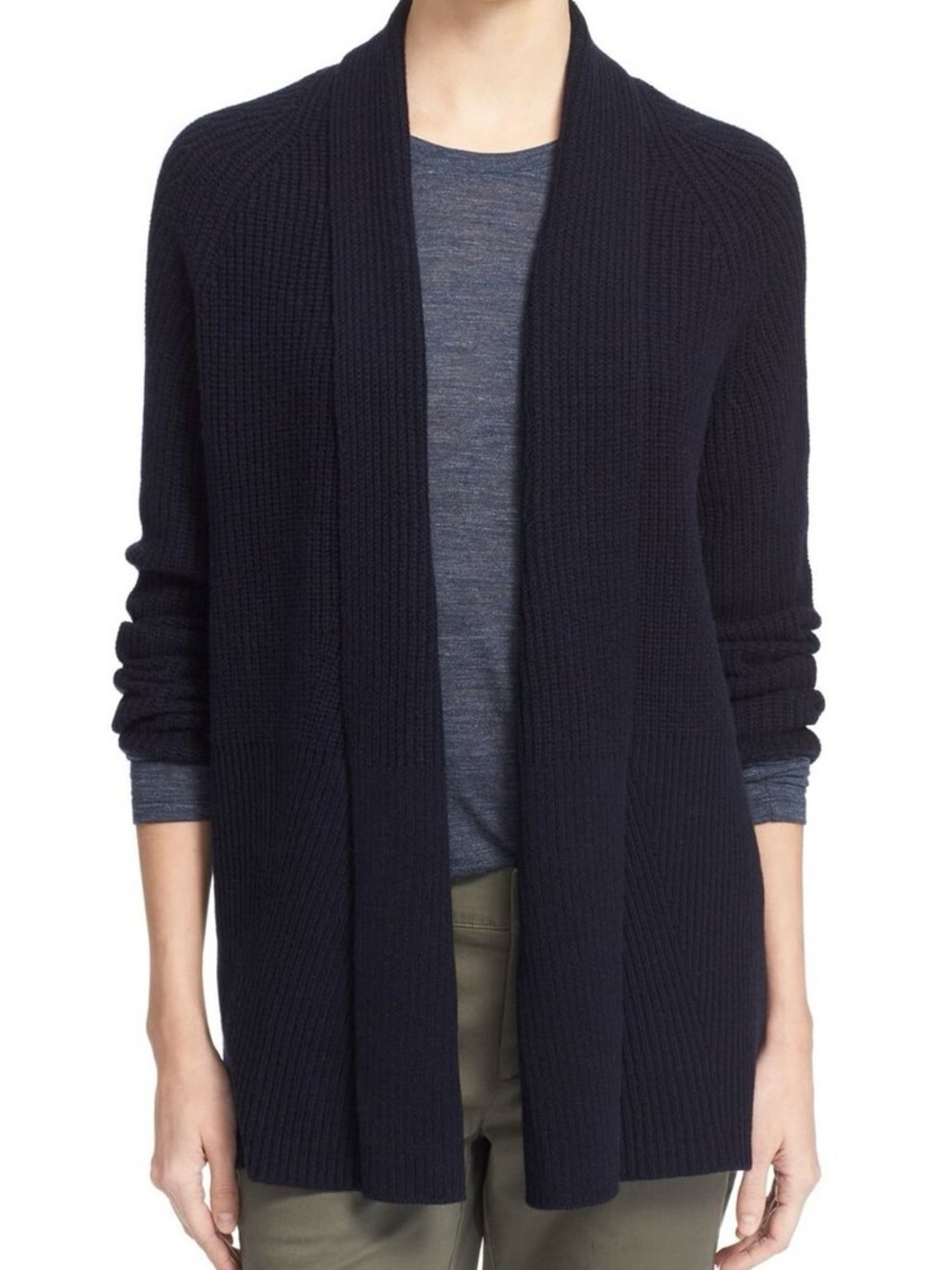 Vince Black Ribbed Wool/Cashmere cardigan